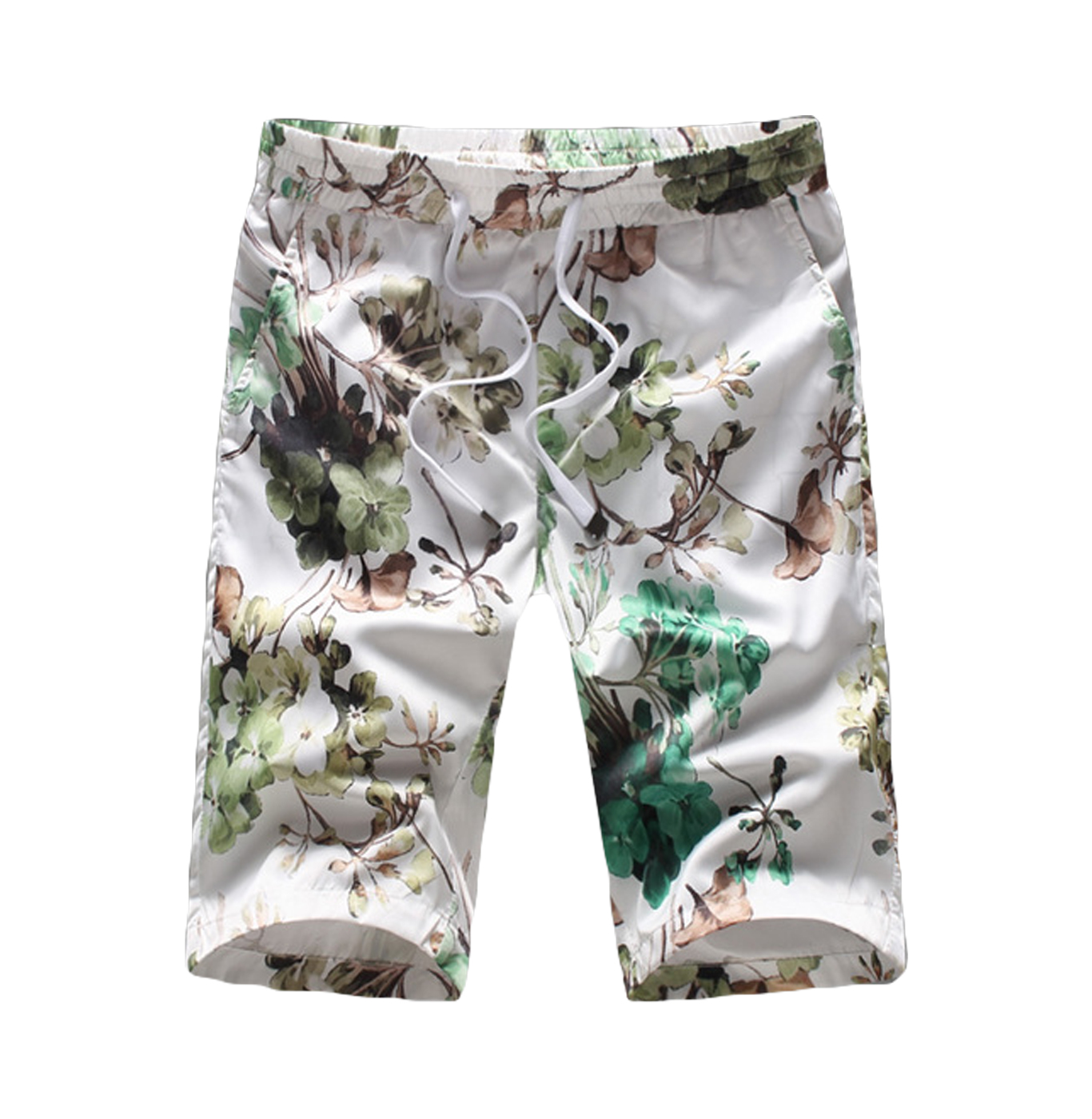 2023 arte de luxo shorts brancos bege verdes cordão de impressão floral | PILAEO